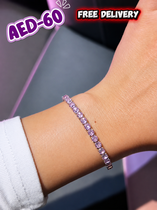 Pink Stone Silver Bracelet